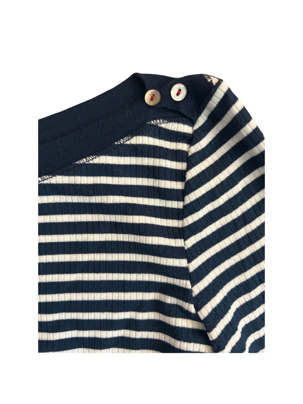 Anthropologie Akemi & Kin Navy White Stripe Brenton Top 3/4 Sleeve. Small P SP - Picture 5 of 12